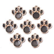 Alloy Resin Pendants, with Glitter Powder, Foot Print, Lead Free, Golden, Gray, 17x16.5x2.5mm, Hole: 1.6mm(RESI-R430-02A-LF)