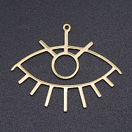 201 Stainless Steel Laser Cut Pendants, Eye, Golden, 32x39.5x1mm, Hole: 1.5mm(STAS-S105-T920-2)