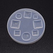 DIY Pendant Silicone Molds, for Earring Makings, Resin Casting Pendant Molds, For UV Resin, Epoxy Resin Jewelry Making, Round & Rhombus, White, 60x6mm, Inner Diameter: 5~12x5~12mm(DIY-TAC0013-28)