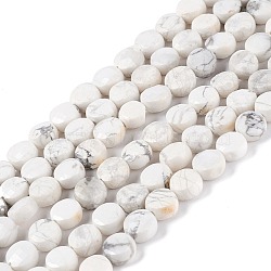 Natural Howlite Beads Strands, Faceted, Flat Round, 7x4mm, Hole: 1mm, about 58pcs/strand, 14.88''(37.8cm)(G-D0003-A93)