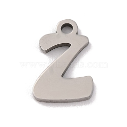 Non-Tarnish 201 Stainless Steel Charms, Laser Cut, Letter Charm, Letter Z, 10.5x7x1mm, Hole: 1.2mm(STAS-U016-01P-Z)