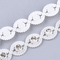 ABS Plastic Imitation Pearl Beaded Trim Garland Strand, Great for Door Curtain, Wedding Decoration DIY Material, with Rhinestone, Creamy White, 13x4.5mm, 10yards/roll(AJEW-S073-27)