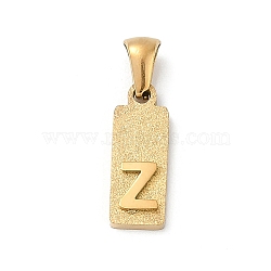 304 Stainless Steel Pendants, Golden, Rectangle with Letter Charm, Letter Z, 17.5x6.5x3mm, Hole: 3x6mm(STAS-Z120-03Z-G)