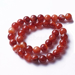 Natural Red Agate Beads Strands, Dyed, Round, FireBrick, 6mm, Hole: 0.8mm, about 65~66pcs/strand, 15 inch(38cm)(G-P434-09C-A)