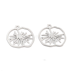 Long-Lasting Plated Brass Pendants, Leaf, Platinum, 11.5x13.5x0.3mm, Hole: 1mm(KK-K336-51P)