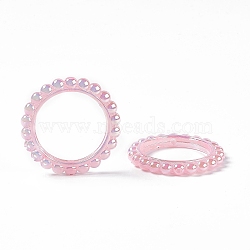 UV Plating Opaque Acrylic Beads Frames, Flower Ring, Pink, 42.5x43x5.5mm, Hole: 2.5mm, Inner Diameter: 31mm(PACR-M003-03E)