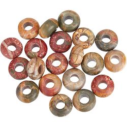 Natural Picasso Jasper European Large Hole Beads, Rondelle, 13~14x7~8mm, Hole: 5mm, 20pcs/box(G-NB0003-72A-01)