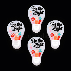 Flowers Print Pattern Silicone Beads, Lamp Bulb, Colorful, 30x18.5x7.5mm, Hole: 3mm(SIL-N005-03)