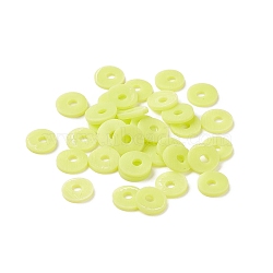 Handmade Polymer Clay Beads, for DIY Jewelry Crafts Supplies, Disc/Flat Round, Heishi Beads, Green Yellow, 8x1mm, Hole: 2mm, about 7500pcs/500g(CLAY-XCP0001-21B-03)