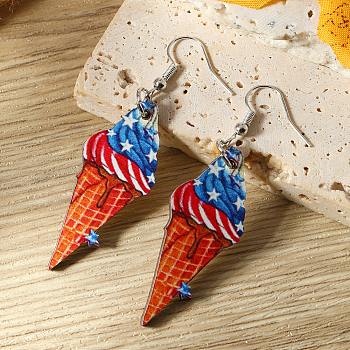 American Independence Day Ice Cream Wood Dangle Earrings, Independence Day Earrings, Colorful