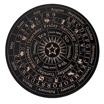 Wood Pendulum Board, Dowsing Divination Board, for Witchcraft Wiccan Altar Supplies, Flat Round, Constellation, 150x3mm