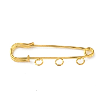 Iron Brooch Findings, 3-Holes Kilt Pins for Lapel Pins Makings, Golden, 50x17x5mm, Hole: 3.5mm
