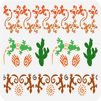 Large Plastic Reusable Drawing Painting Stencils Templates, for Painting on Scrapbook Fabric Tiles Floor Furniture Wood, Rectangle, Lizard Pattern, 297x210mm