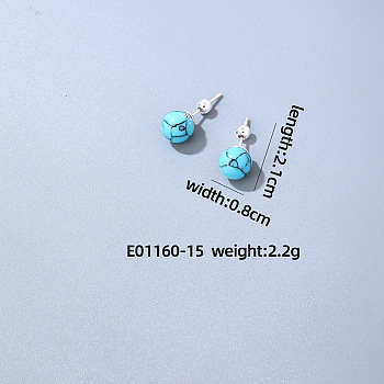 Handmade Fashion Gemstone Stainless Steel Bead Earrings Accessories for Autumn/Winter, Platinum, 21x8mm