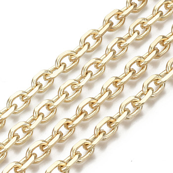 Unwelded Iron Cable Chains, Diamond Cut Chains, with Spool, Light Gold, 8.8x6.2x1.7mm, about 32.8 Feet(10m)/roll