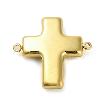304 Stainless Steel Connector Charms, Religion Corss Links, Real 14K Gold Plated, 24.5x26x5mm, Hole: 1.6mm