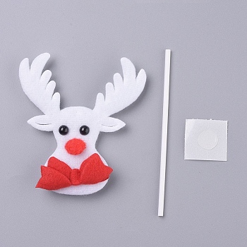 Christmas Reindeer/Stag Shape Christmas Cupcake Cake Topper Decoration, for Party Christmas Decoration Supplies, White, 75x97mm