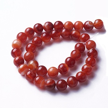 Natural Red Agate Beads Strands, Dyed, Round, FireBrick, 6mm, Hole: 0.8mm, about 65~66pcs/strand, 15 inch(38cm)