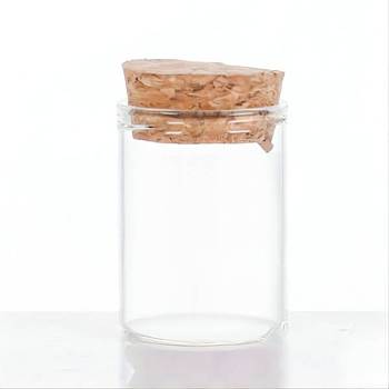 Mini High Borosilicate Glass Bottle Bead Containers, Wishing Bottle, with Cork Stopper, Column, Clear, 4x3cm, Capacity: 15ml(0.51fl. oz)