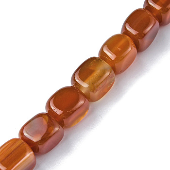 Natural Red Agate Beads Strands, Dyed & Heated, Cuboid, 8.5~11x7.5~9x7.5~9mm, Hole: 1.2mm, about 20pcs/strand, 7.72~8.74 inch(19.6~22.2cm)