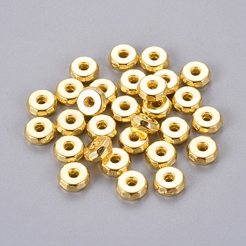 Tibetan Style Alloy Beads, Lead Free & Cadmium Free, Rondelle, Golden Color, about 8mm in diameter, 3mm thick, hole: 2mm