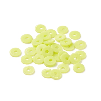Eco-Friendly Handmade Polymer Clay Beads, for DIY Jewelry Crafts Supplies, Disc/Flat Round, Heishi Beads, Green Yellow, 8x1mm, Hole: 2mm, about 7500pcs/500g