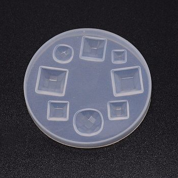 DIY Pendant Silicone Molds, for Earring Makings, Resin Casting Pendant Molds, For UV Resin, Epoxy Resin Jewelry Making, Round & Rhombus, White, 60x6mm, Inner Diameter: 5~12x5~12mm