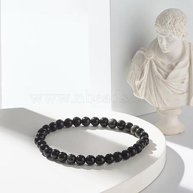 Natural Obsidian & Lava Rock Round Beads Stretch Bracelets Set(BJEW-JB06982-04)-6