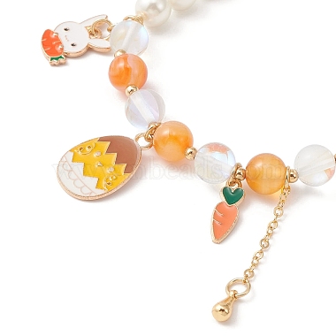 2pcs 2 ensemble de bracelets extensibles en perles de verre et de perles sur le thème de Pâques(BJEW-TA00303-02)-2
