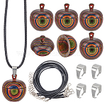 DIY Locket Necklace Making Kit, Including Sandalwood Box Pendant, Imitation Leather Cord, 304 Stainless Steel Snap on Bails, Acorn, 12Pcs/bag, Pendant: 25x22mm, Hole: 1.5mm(WOOD-SC0001-58B)