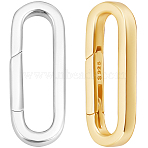 2Pcs 2 Colors 925 Sterling Silver Spring Gate Rings, Oval, Mixed Color, 21.5x8x2.5mm, 1pc/color(STER-BBC0008-02)