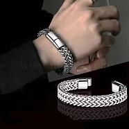 Punk Style 304 Stainless Steel Curb Chain Bracelets for Men, with Zinc Alloy Magnetic Buckle, Stainless Steel Color, 8-1/4x1/4 inch(21x0.8cm)(WGFAED6-02)