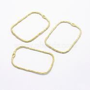 Brass Pendants, Lead Free & Cadmium Free & Nickel Free, Rectangle, Hollow, Raw(Unplated), 46x32.5x1.5mm, Hole: 1.5x2mm(KK-F721-008C-RS)