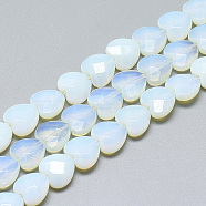 Opalite Beads Strands, Faceted, Heart, 10x10x5mm, Hole: 1.2mm, about 20pcs/strand, 7.4 inch(X-G-S357-E01-15)