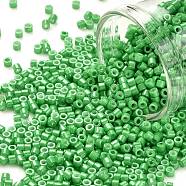 Cylinder Seed Beads, Opaque Colours Luster, Uniform Size, Medium Sea Green, 2x1.5mm, Hole: 0.8mm, about 40000pcs/bag, about 450g/bag(SEED-H001-H09)
