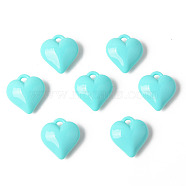 Opaque Acrylic Pendants, Heart, Turquoise, 23x21.5x9mm, Hole: 2mm(SACR-N011-002B)