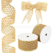 15 Yards Filigree Polyester Lace Trim, Sparkle Lace Ribbon, for Clothing Decoration, Flat, Gold, 2-1/2 inch(63mm)(OCOR-WH0087-01A)