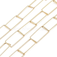 Ion Plating(IP) 304 Stainless Steel Rectangle Link Chains, with Spool, Soldered, Real 18K Gold Plated, 25x13x1mm, about 32.81 Feet(10m)/Roll(CHS-A011-07G)