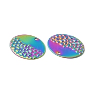 Ion Plating(IP) 
304 Stainless Steel Pendants, Oval Charm, Rainbow Color, 27.5x22x1mm, Hole: 1.6mm(STAS-I671-29MC)