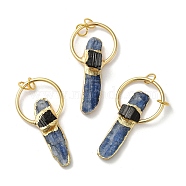Natural Kyanite/Cyanite/Disthene Big Pendants, Rectangle Charms with Eco-Friendly Rack Plating Brass Ring, Cadmium Free & Lead Free, Golden, 50~52x26x8.5~11mm, Hole: 5.5mm(G-M410-02G)