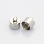 304 Stainless Steel Cord Ends, End Caps, Stainless Steel Color, 13x11mm, Hole: 3mm, Inner diameter: 10mm(STAS-N034-02)