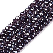 Electroplate Glass Beads Strands, Pearl Luster Plated, Faceted, Rondelle, Slate Blue, 2.3~2.7x2mm, Hole: 0.4mm, about 150~155pcs/strand, 32~33cm(EGLA-A044-T1mm-A15)