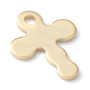 304 Stainless Steel Tiny Cross Charms, Laser Cut, Golden, 11x8.5x0.6mm, Hole: 1.2mm(STAS-H149-07G)