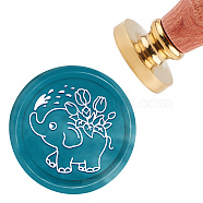 Brass Wax Seal Stamp with Handle, for DIY Scrapbooking, Elephant Pattern, 3.5x1.18 inch(8.9x3cm)(AJEW-WH0184-0415)