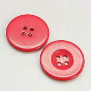 Resin Buttons, Dyed, Flat Round, Red, 23x3mm(RESI-D033-23mm-03)