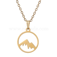201 Stainless Steel Pendnat Necklaces,  304 Stainless Steel Cable Chain Necklaces, Mountain, 15.94 inch(40.5cm), Mountain: 21.5x15mm(NJEW-JN04764-05)