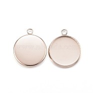 Ion Plating(IP) 304 Stainless Steel Pendant Cabochon Settings, Plain Edge Bezel Cups, Flat Round, Rose Gold, Tray: 14mm, 19x16x2mm, Hole: 2mm(STAS-G127-13-14mm-RG)