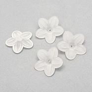 Transparent Acrylic Beads, Frosted, Flower, Creamy White, 21x20x6mm, Hole: 1.5mm(X-FACR-Q009-17A)