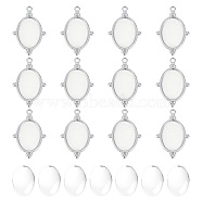 DIY Blank Oval Pendant Making Kit, Including 304 Stainless Steel Pendant Cabochon Settings, Glass Cabochons, Stainless Steel Color, 24Pcs/box(DIY-UN0005-07)