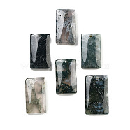 Natural Moss Agate Pendants, Rectangle Charms, 33~38x20~23x6~8.5mm, Hole: 2mm(G-H007-04)